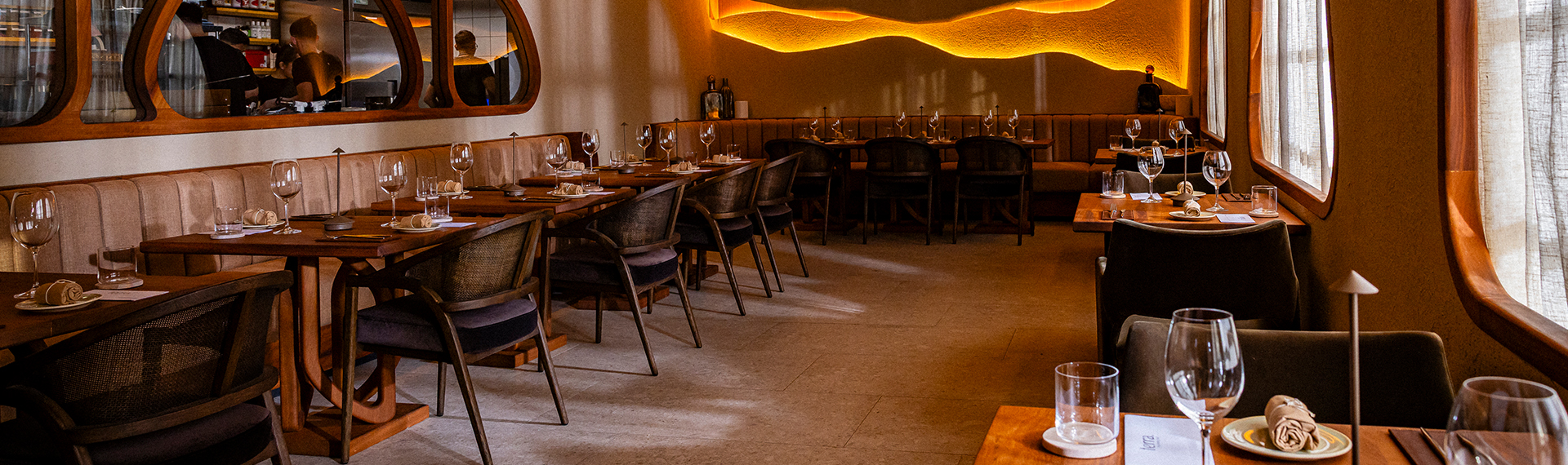 a room with tables and chairs
