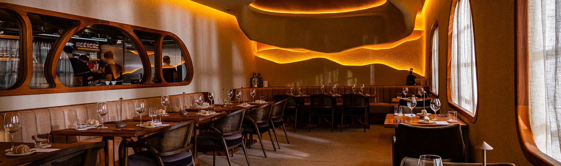 a room with tables and chairs