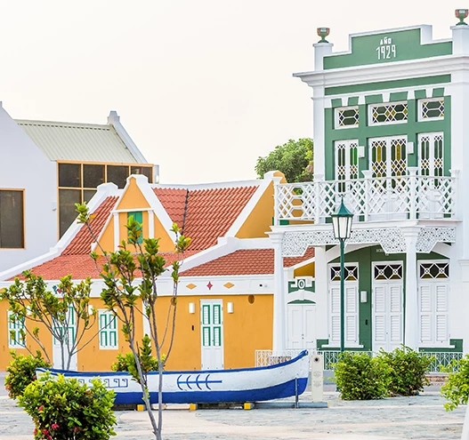 a row of colorful buildings