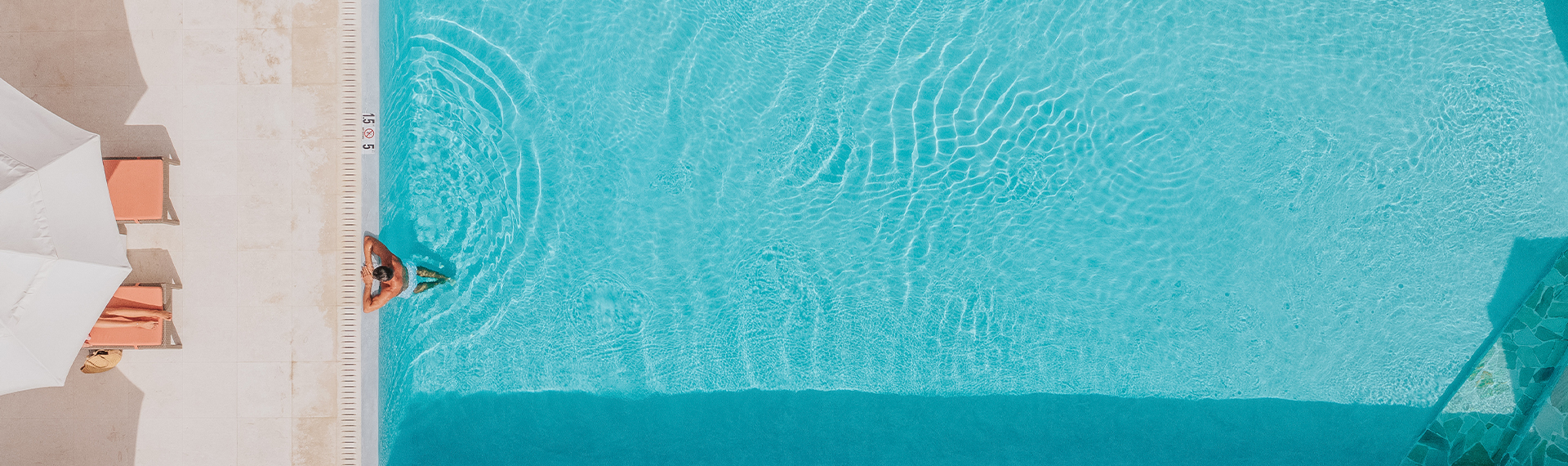 a blue water surface with ripples