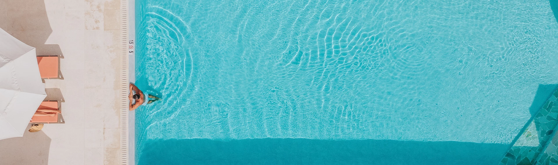 a blue water surface with ripples