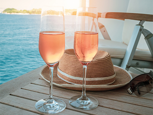 two glasses of wine on a table