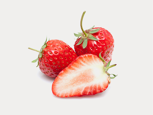 a group of strawberries and a half of a strawberry