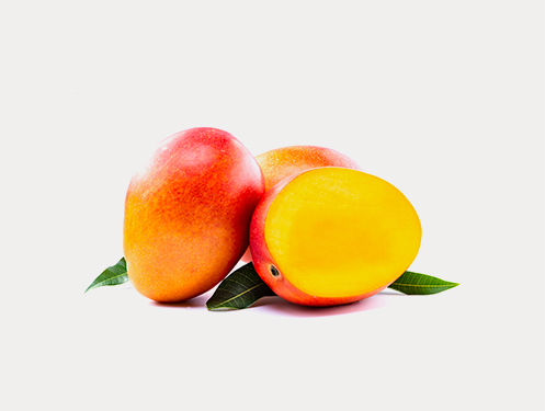 a group of mangoes with leaves