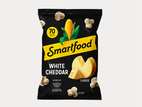a bag of food with corn and cheese