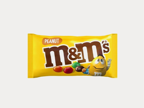 a yellow candy bag with a cartoon character on it