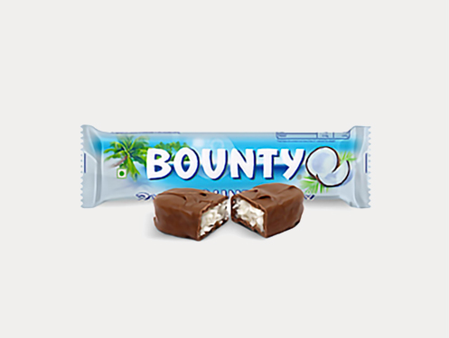 a chocolate bar with a cut in half