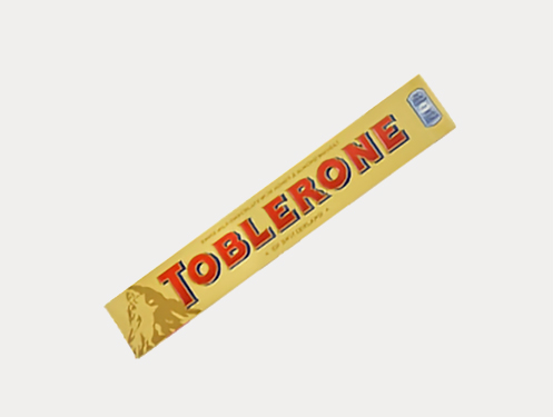 a yellow candy bar with red and black text
