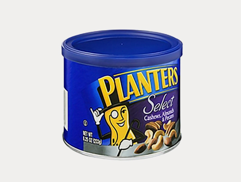 a blue can of food