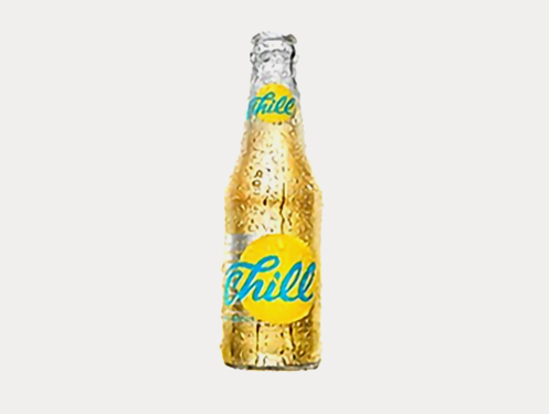 a bottle of beer with a yellow logo