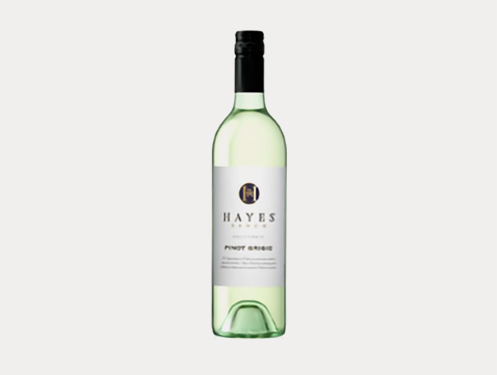 a bottle of wine with a white label