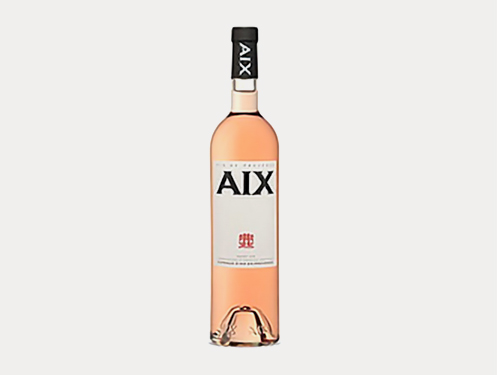 a bottle of pink wine