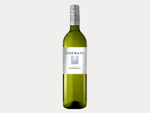 a green bottle with a white label
