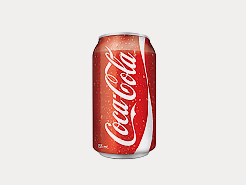a can of soda with a white background