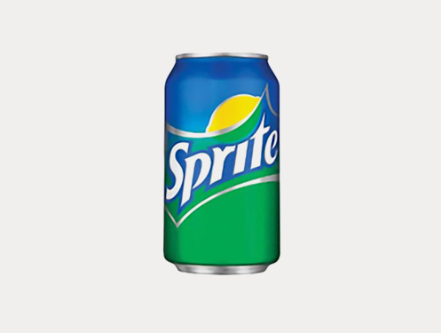 a can of soda with a green and blue label