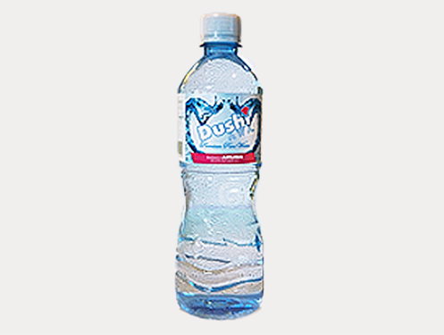 a plastic bottle of water