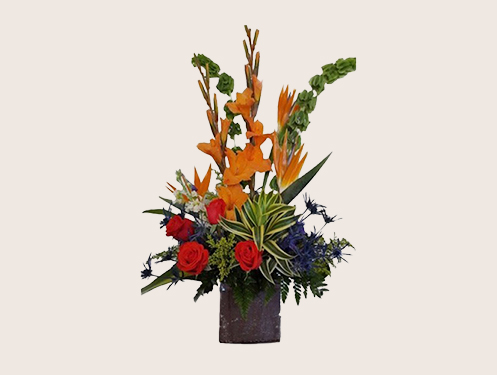 a bouquet of flowers in a vase