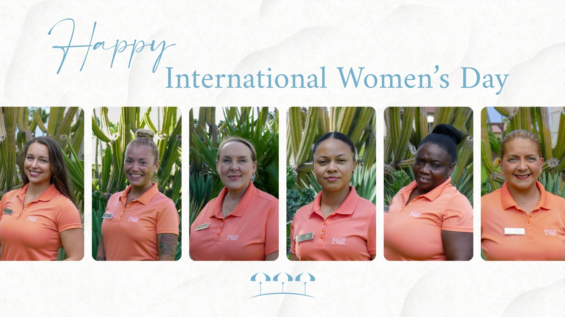 a collage of women in orange shirts