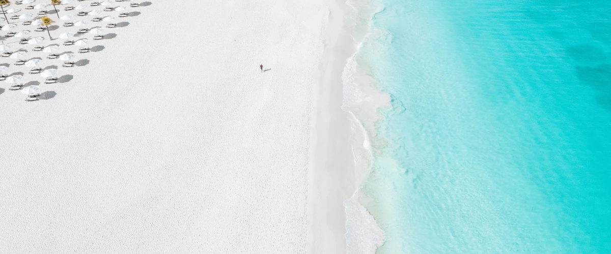 a person walking on a beach