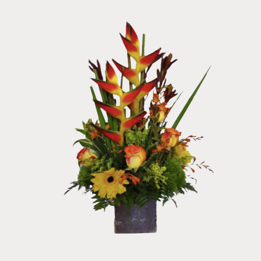 a bouquet of flowers in a vase