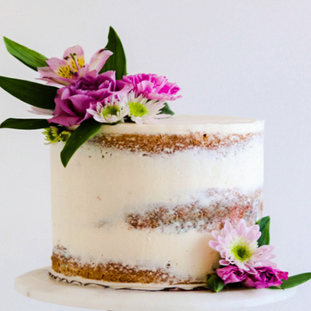 a cake with flowers on top