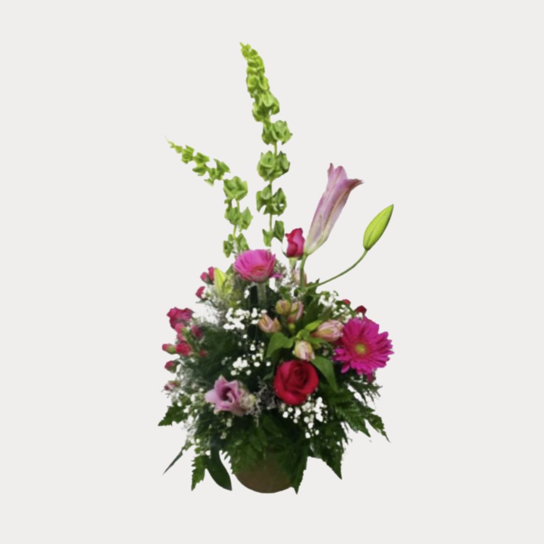 a bouquet of flowers in a pot