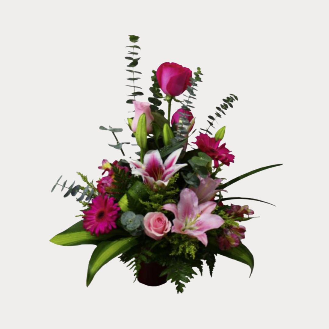 a bouquet of flowers in a vase