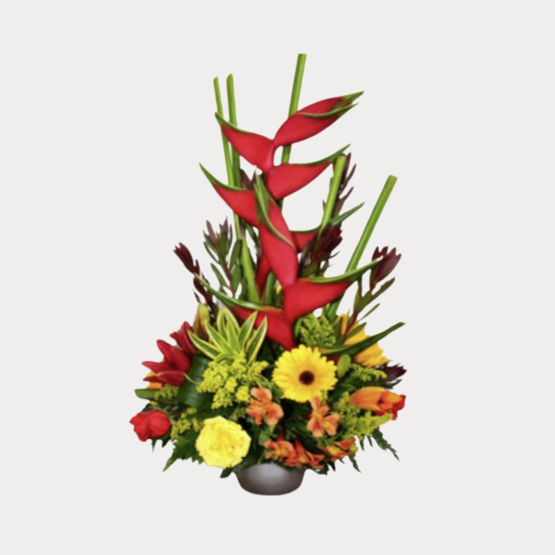 a bouquet of flowers in a pot