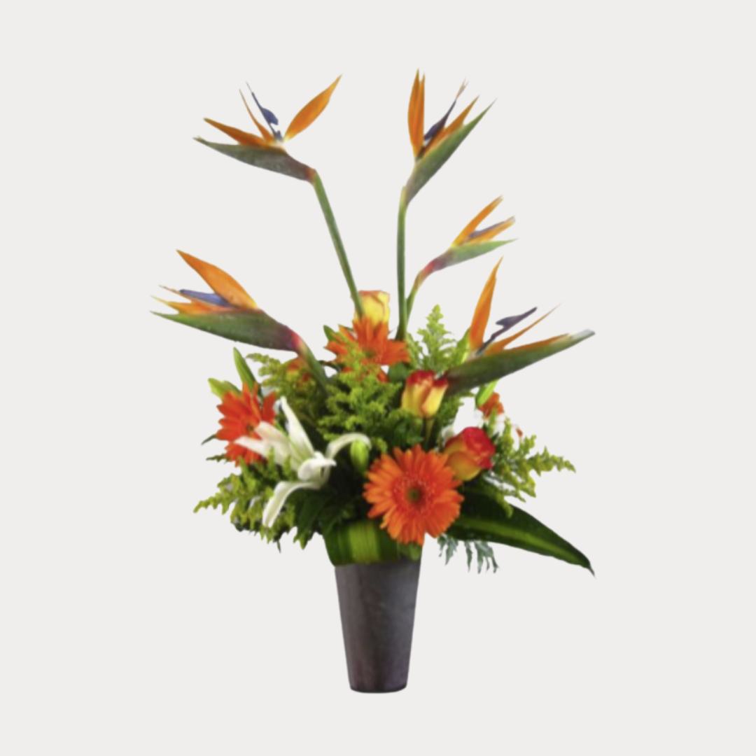 a bouquet of flowers in a vase