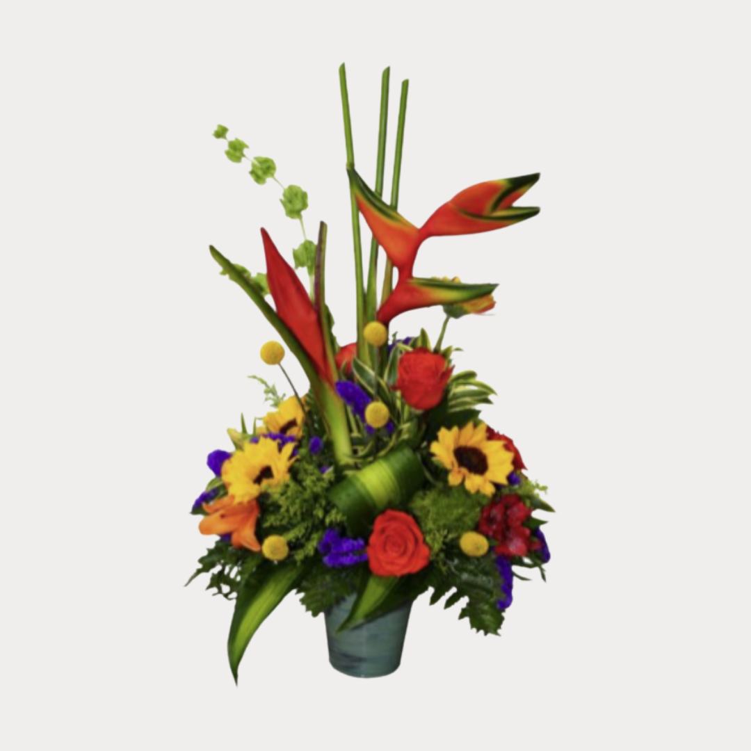 a bouquet of flowers in a pot