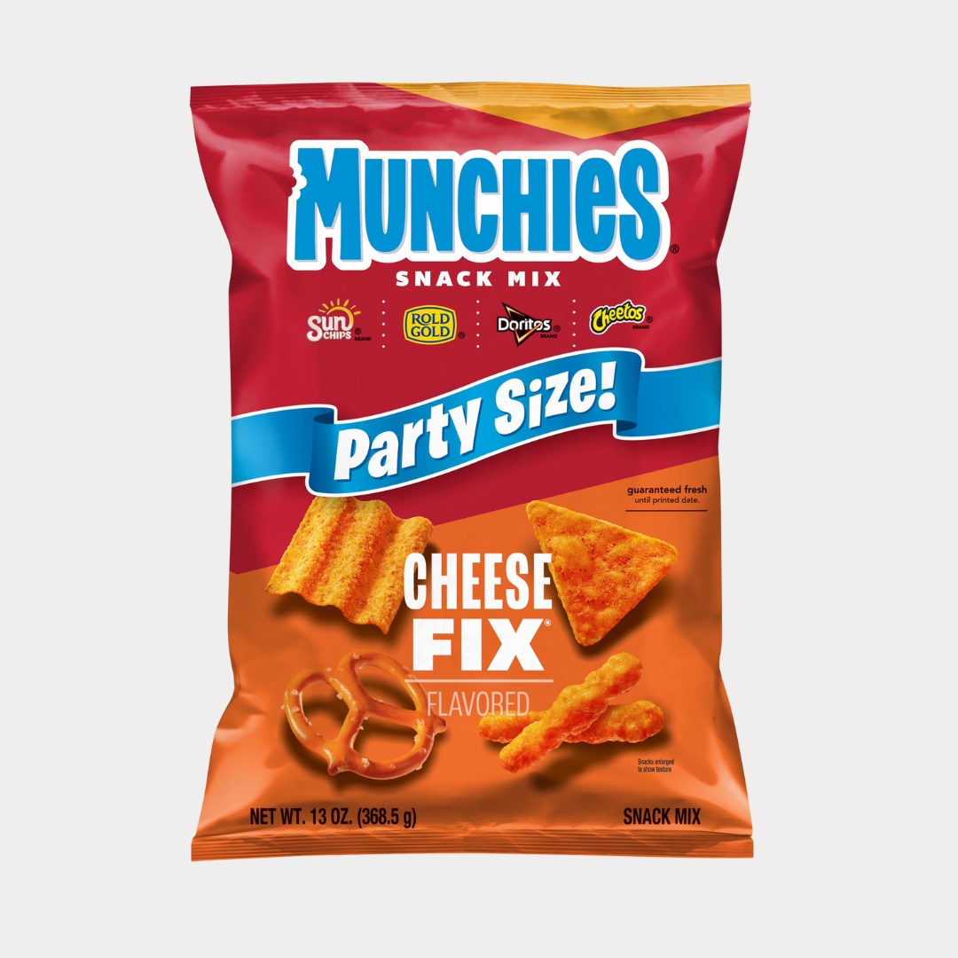 a red bag of snack mix