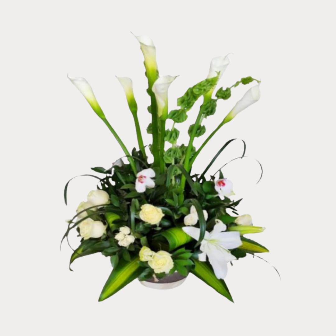 a bouquet of white flowers