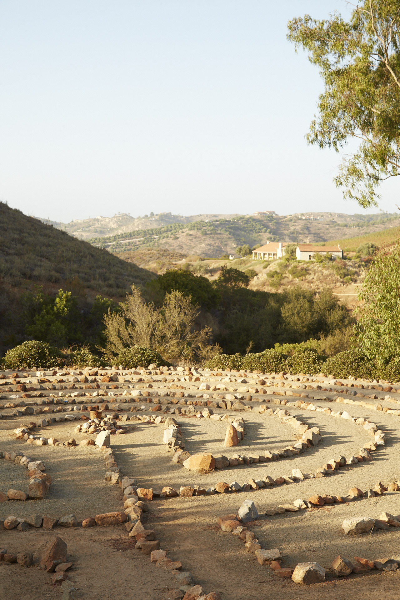 a labyrinth made of rocks in a hill
