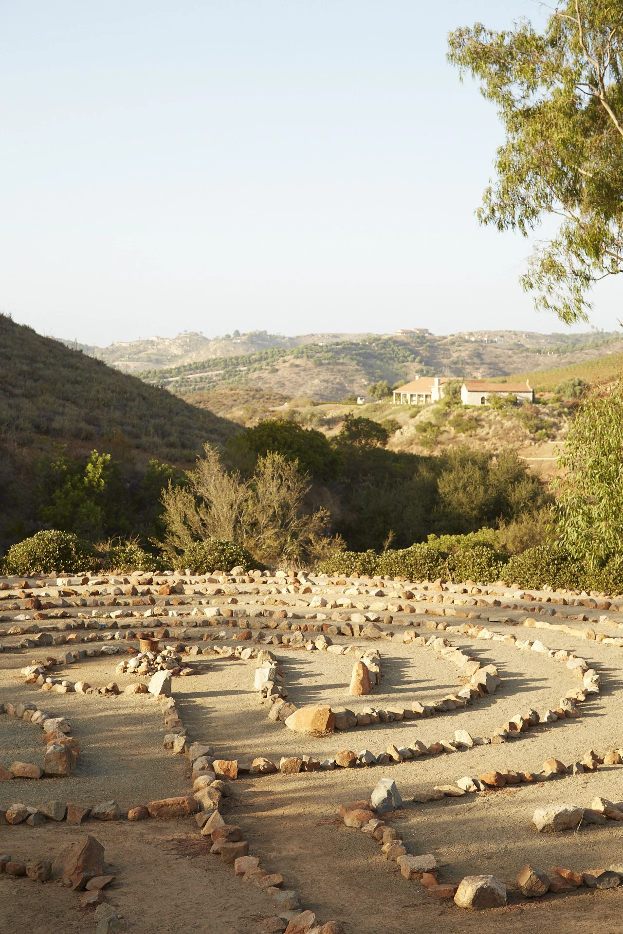 a labyrinth made of rocks in a hill