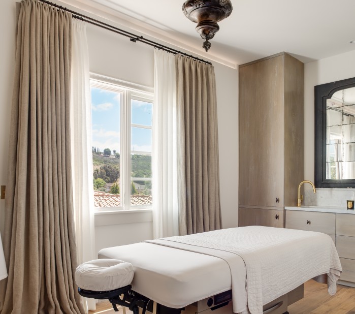 a massage table in a room