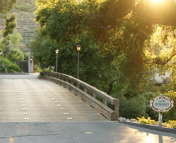a bridge with a sign on it