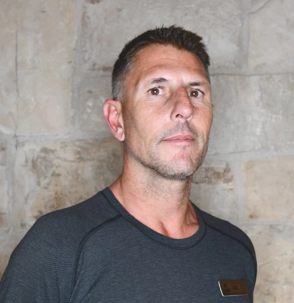 a man in a black shirt