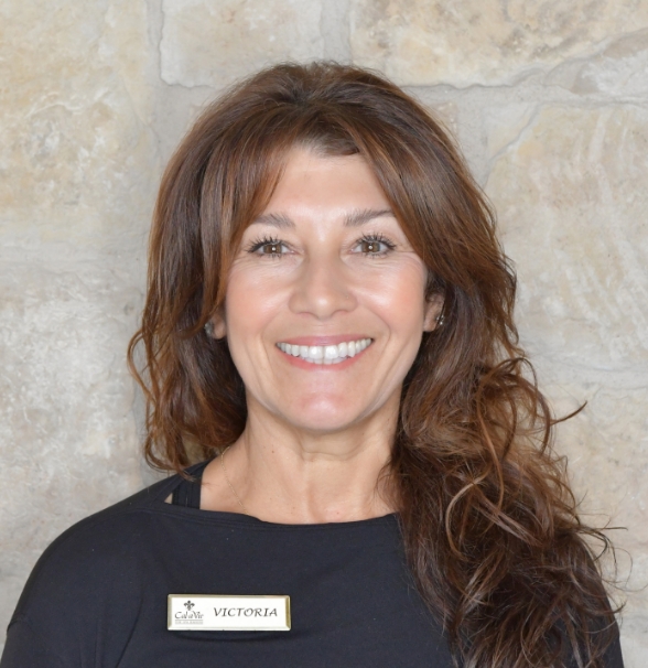 a woman smiling at camera