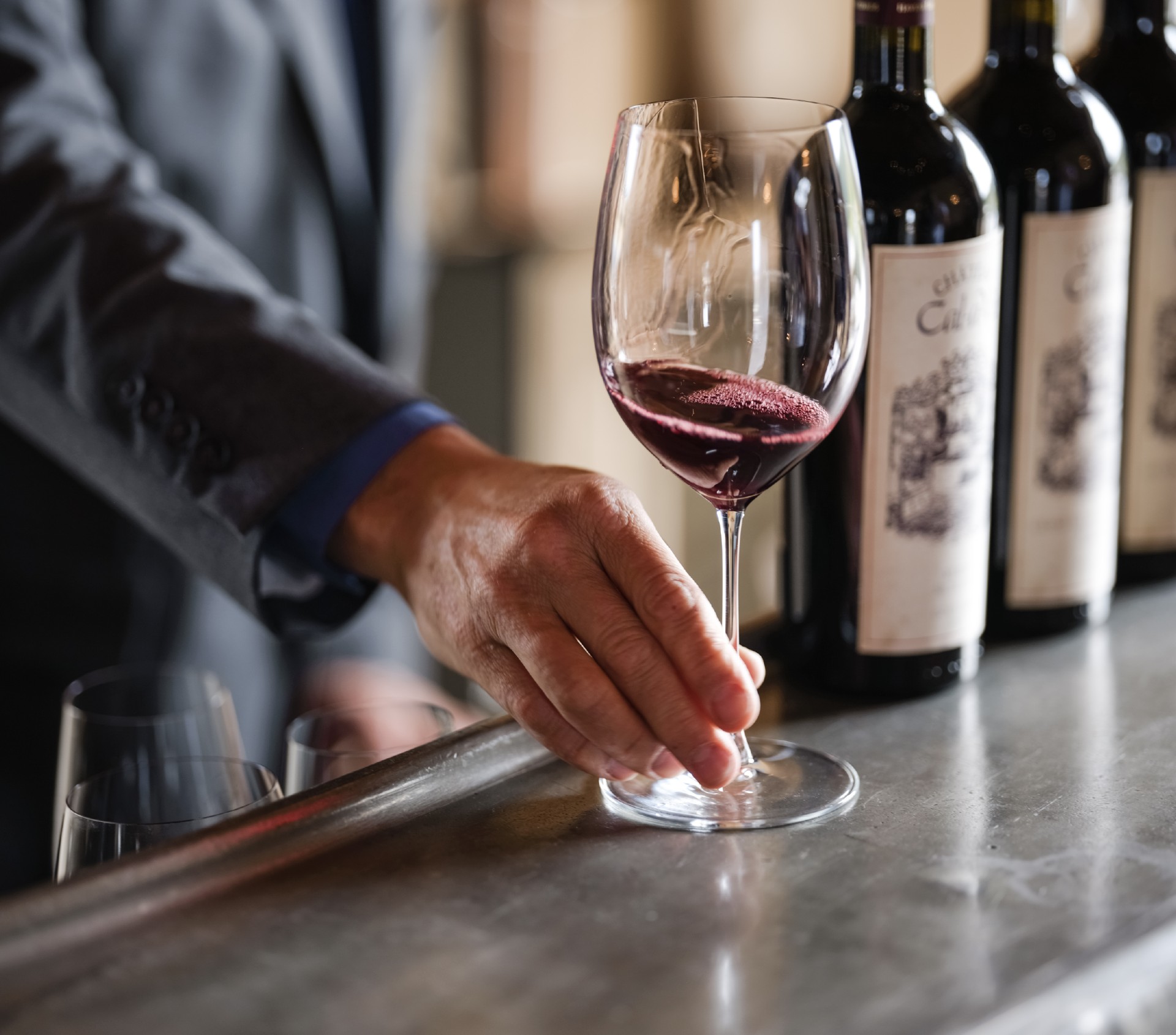 a person holding a glass of wine