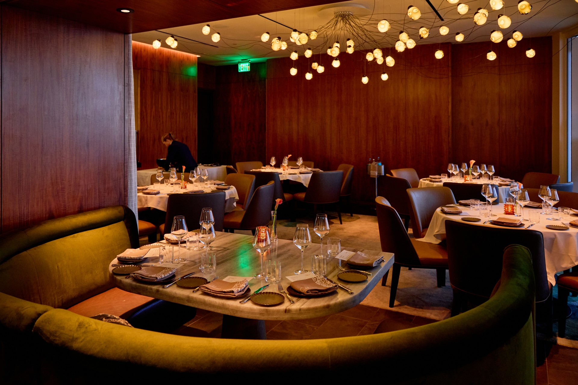 a restaurant with tables and chairs