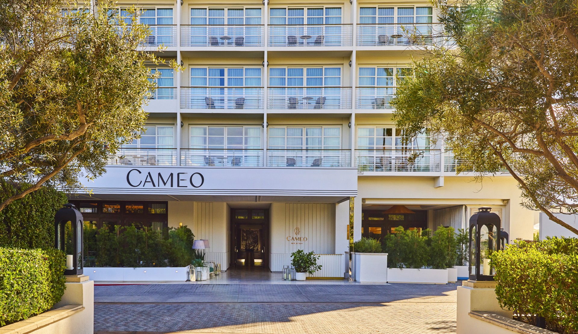 a building with trees and windows
