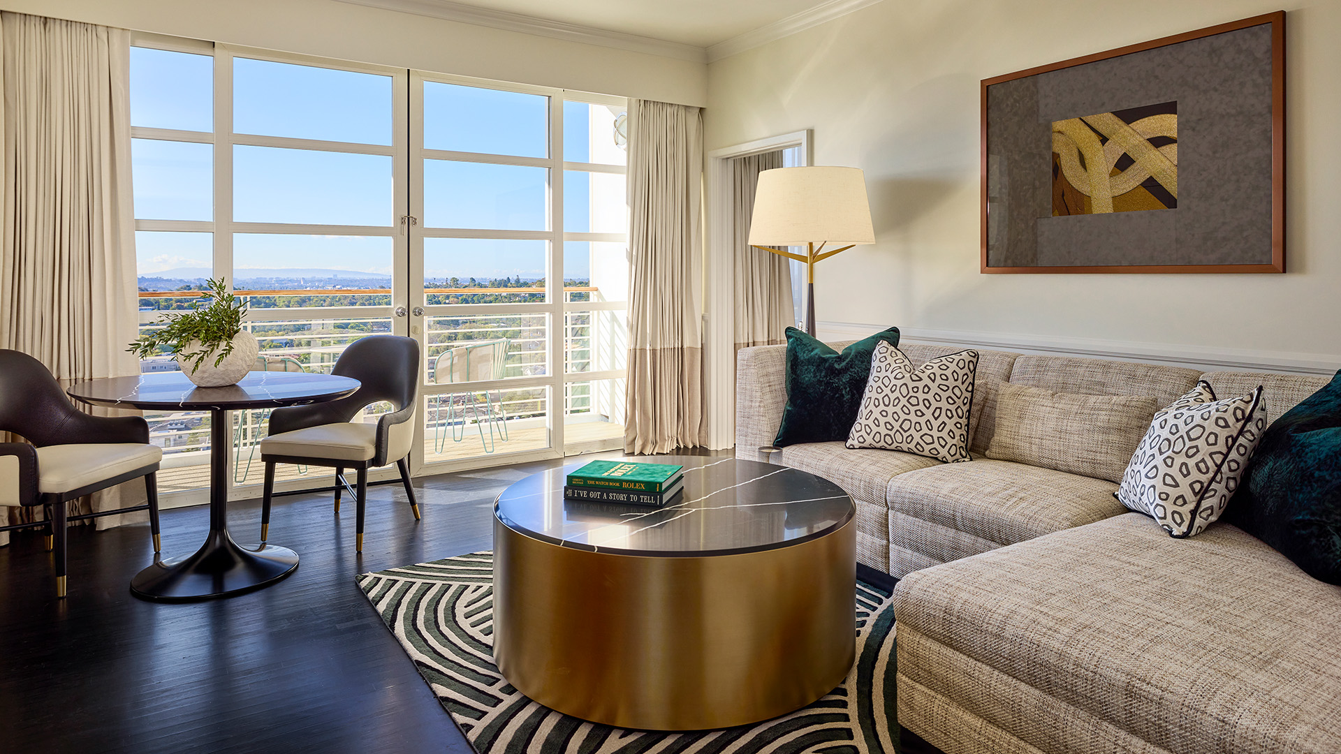 a living room with a couch and a coffee table