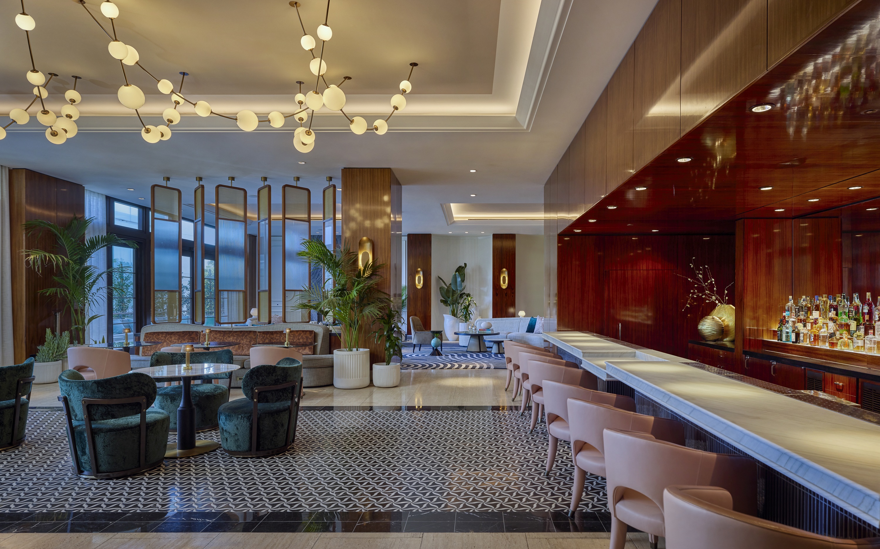 a room with tables and chairs