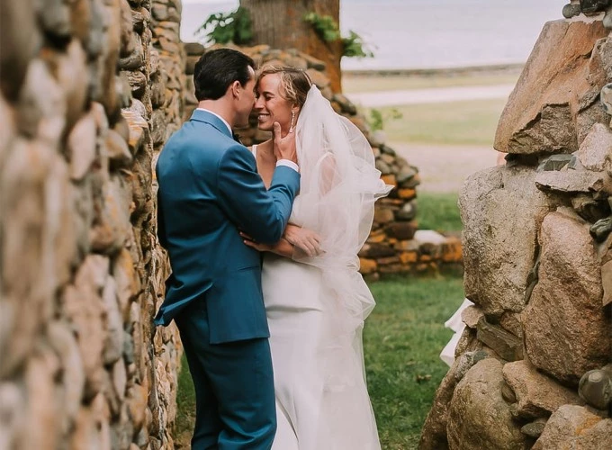 a man and woman kissing