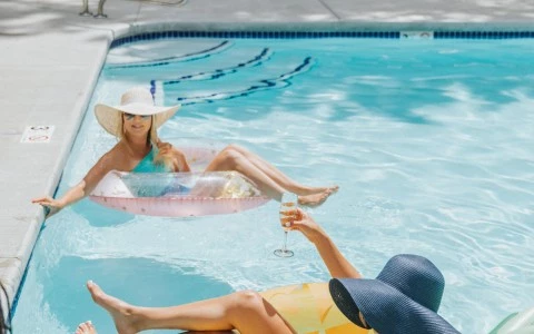 a group of women in a pool