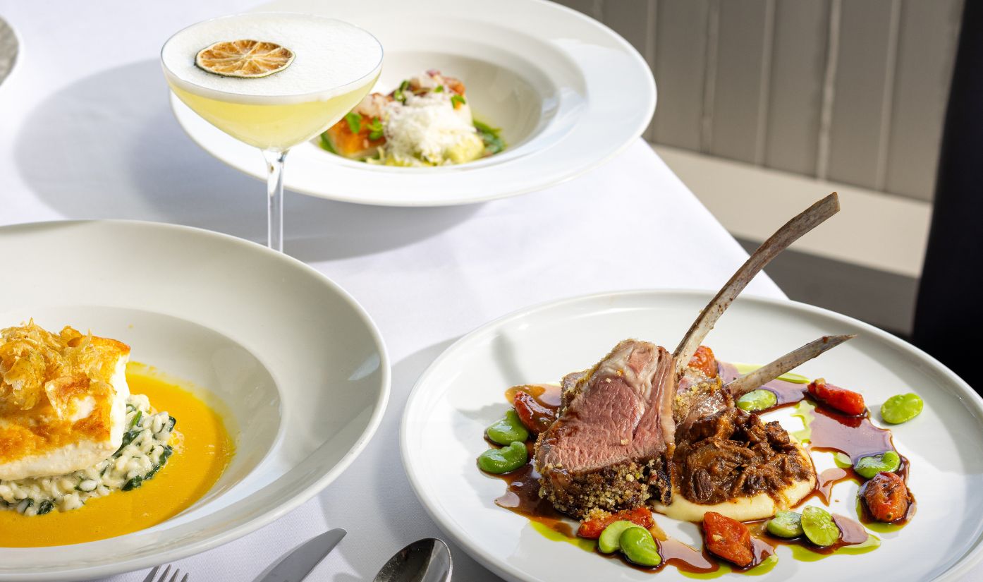 a plate of food on a table Next