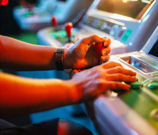 a person playing a video game