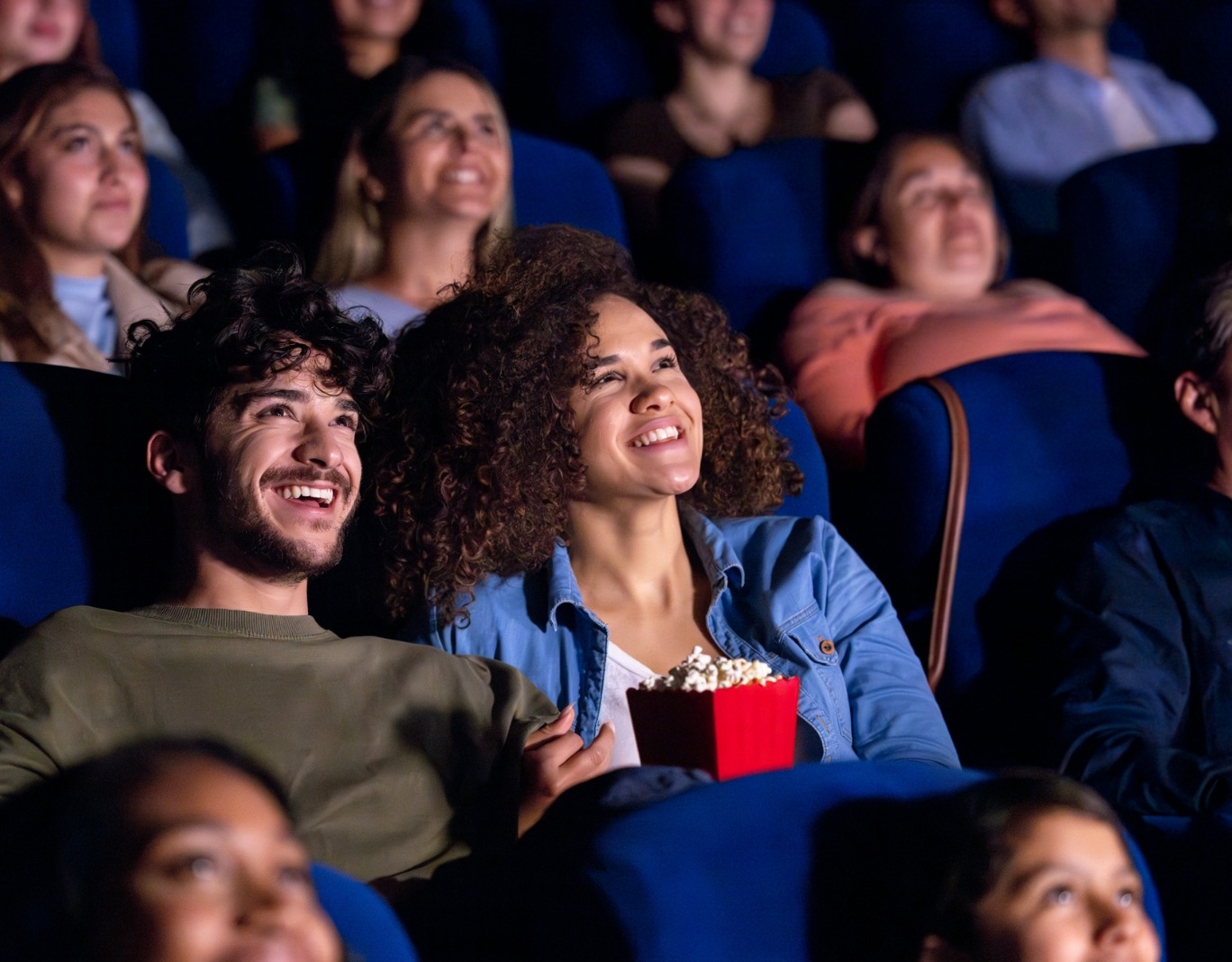 a group of people in a movie theater