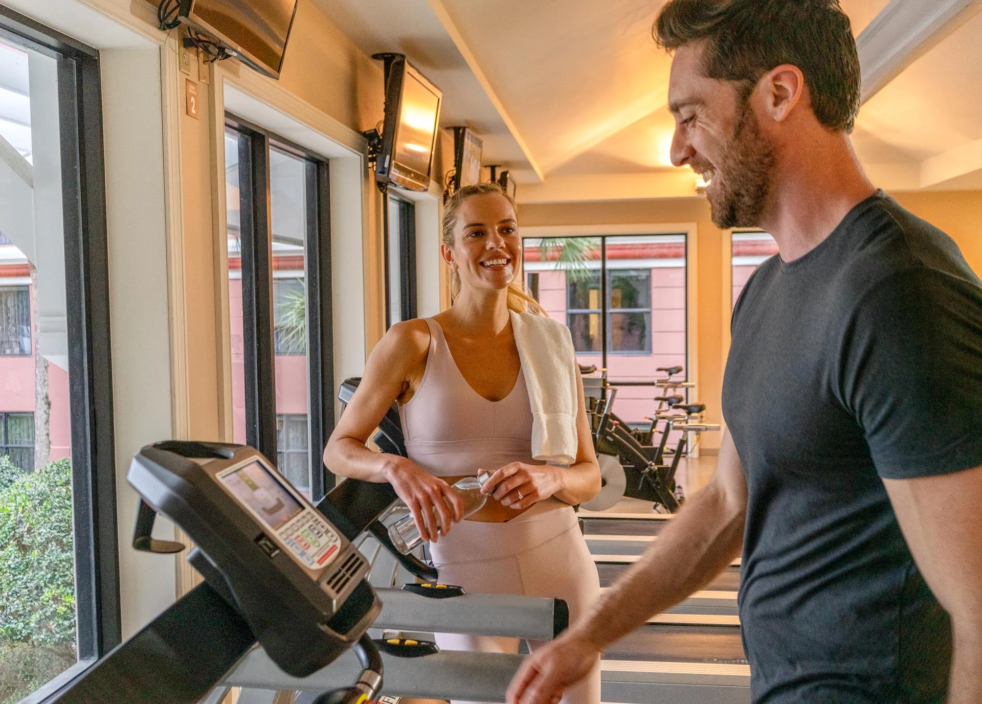 a man and woman in gym