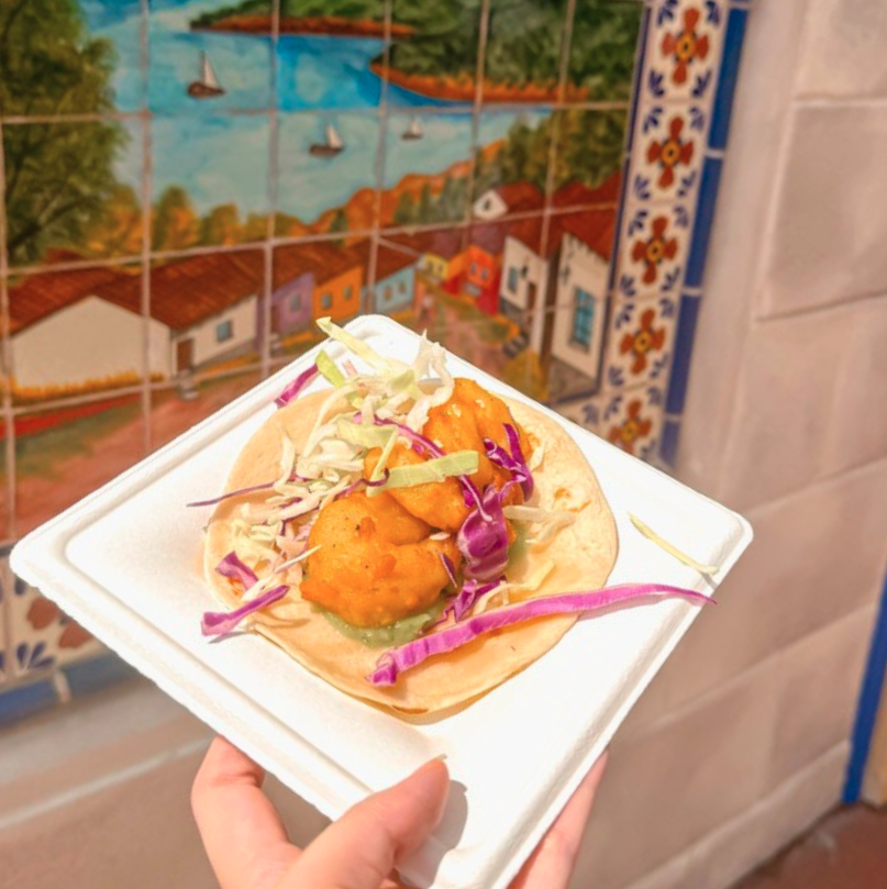 a hand holding a plate of food
